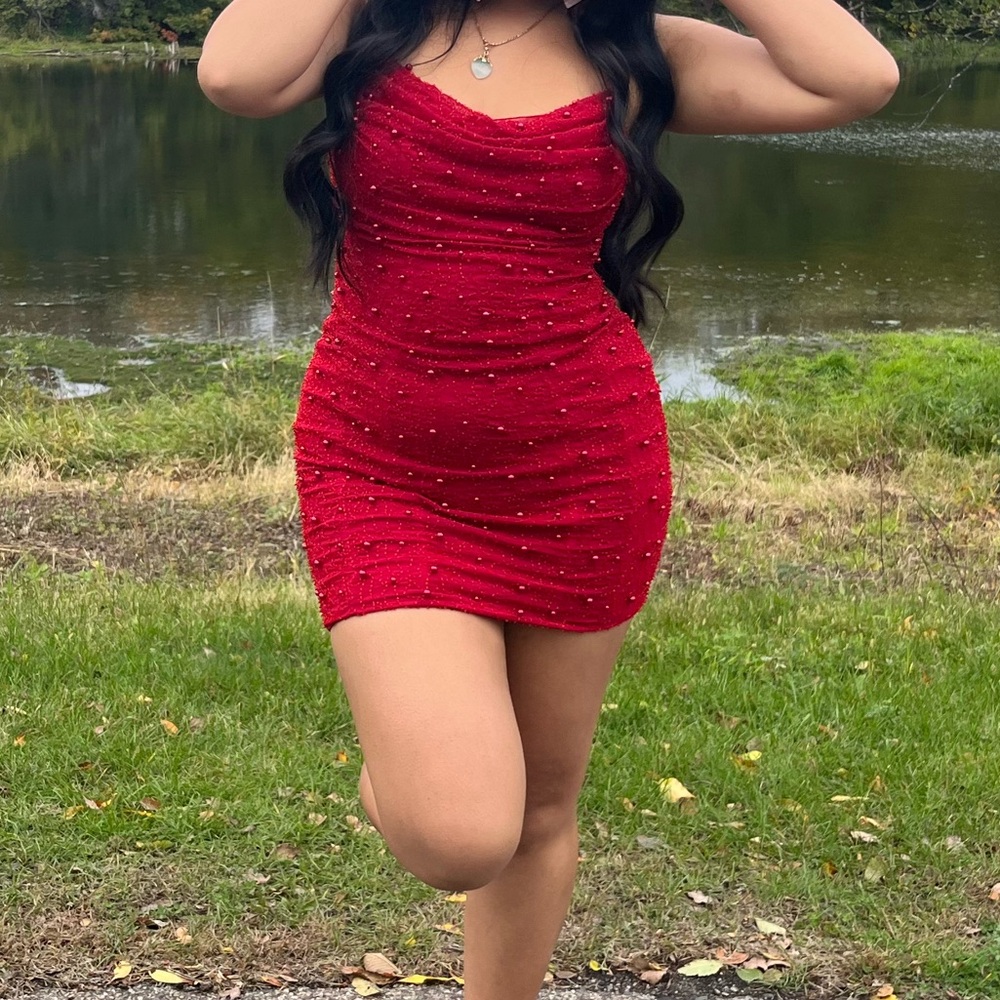 Embellished red mini dress(Oh Polly) in US size 10